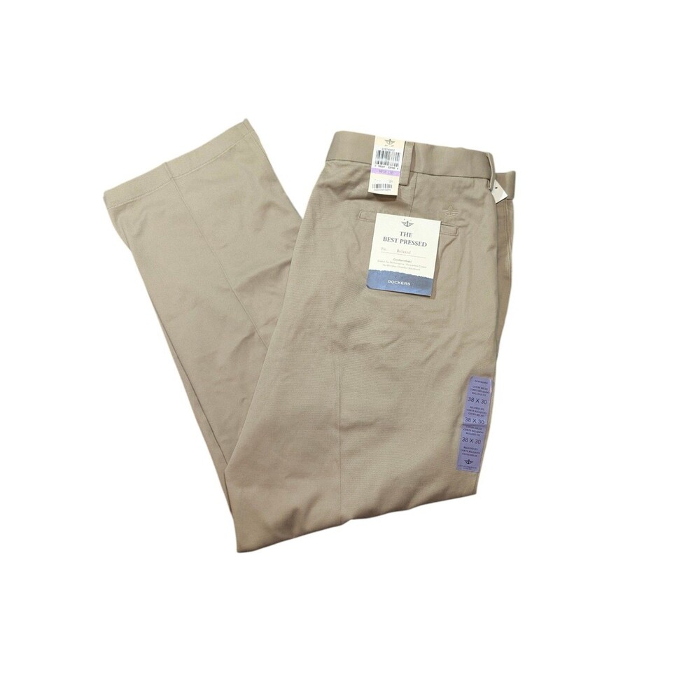 DOCKERS The Best Pressed Signature Men's khaki pants 38x30 Relaxed Fit